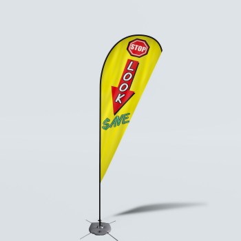 Sinonarui Stop Look Save Low Price Hot Selling Custom Pattern Beach Flags Teardrop Flags