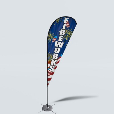 Sinonarui Fireworks Low Price Hot Selling Custom Pattern Beach Flags Teardrop Flags