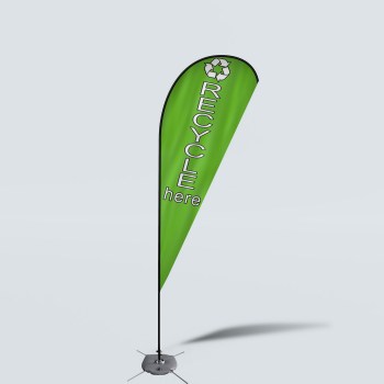 Sinonarui Recycle Here Low Price Hot Selling Custom Pattern Beach Flags Teardrop Flags