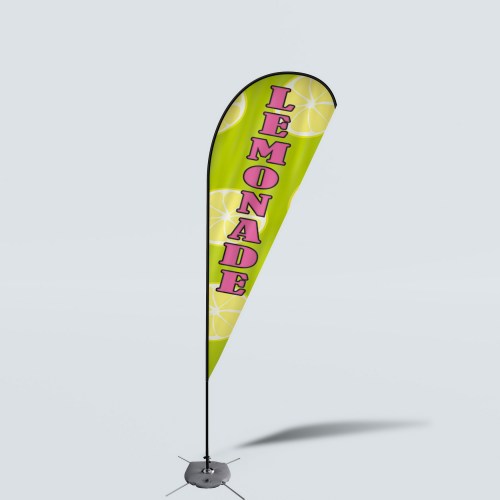 Sinonarui Lemonade Low Price Hot Selling Custom Pattern Beach Flags Teardrop Flags