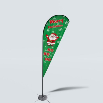 Sinonarui Merry Christmas Low Price Hot Selling Custom Pattern Beach Flags Teardrop Flags