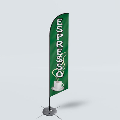 Sinonarui Espresso Low Price Hot Selling Custom Pattern Beach Flags Feather Flags