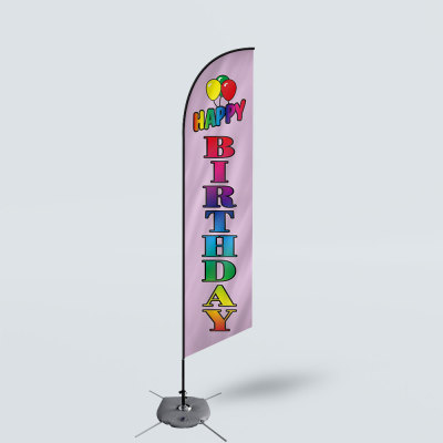 Sinonarui Happy Birthday Low Price Hot Selling Custom Pattern Beach Flags Feather Flags