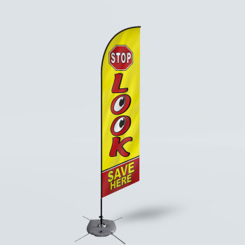 Sinonarui Stop Look Save Here Low Price Hot Selling Custom Pattern Beach Flags Feather Flags