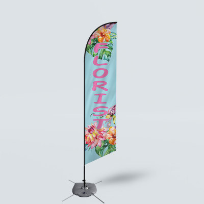Sinonarui Florist Low Price Hot Selling Custom Pattern Beach Flags Feather Flags