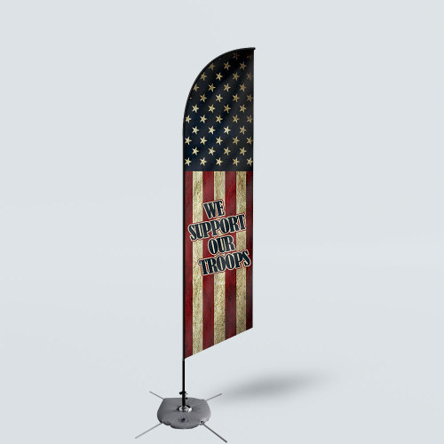 Sinonarui We Support Our Troops Low Price Hot Selling Custom Pattern Beach Flags Feather Flags