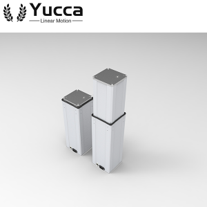 Synchronous telescopic electric adjustable lifting column with power supply