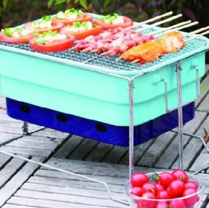 square folding portable bbq grill of with carry bag