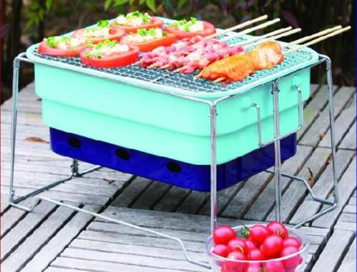 square folding portable bbq grill of with carry bag