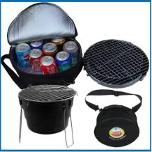 mini fodable round grill with cooler bag made of the carbon steel
