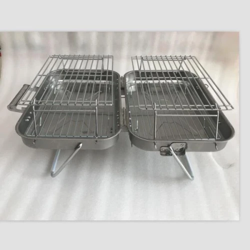 Double cooking area Tool case folding bbq grill of the notebook shape