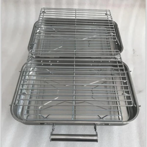 Double cooking area Tool case folding bbq grill of the notebook shape