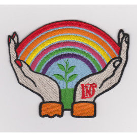 Custom high quality 100% embroidered badge embroidered patch rainbow hand / Garment Patch