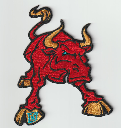 Custom animal logo 100% machine embroidered patch / garment patch / Red Bull
