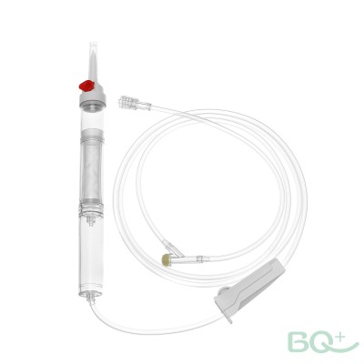Blood transfusion set with double chamber