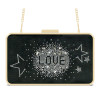 Black velvet removable shoulder strap crystal clutch evening bag