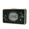 Black velvet removable shoulder strap crystal clutch evening bag
