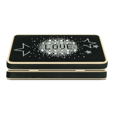 Black velvet removable shoulder strap crystal clutch evening bag