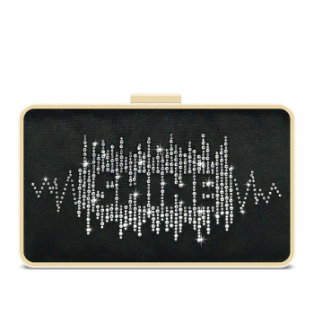 Black velvet removable shoulder strap crystal clutch evening bag