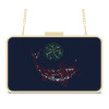 Blue nylon removable shoulder strap crystal clutch evening bag