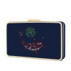 Blue nylon removable shoulder strap crystal clutch evening bag