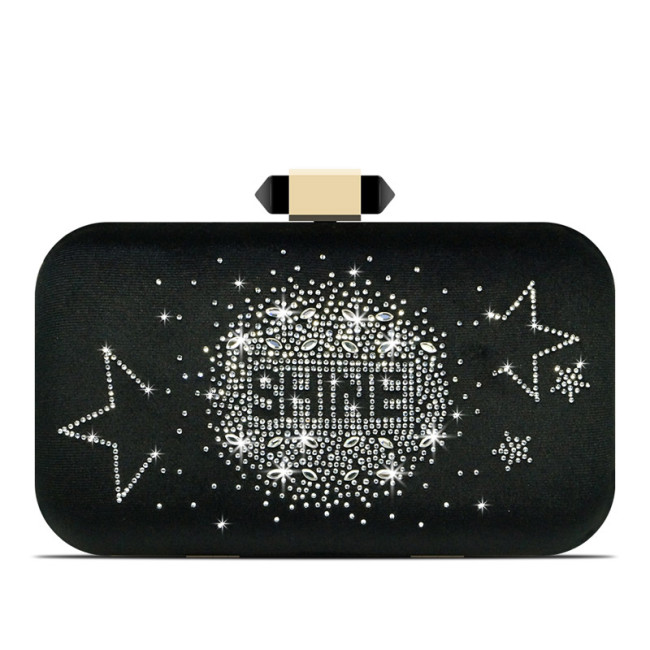 Black velvet removable shoulder strap crystal clutch evening bag