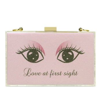 Pink acrylic gold glitter powder leisure bag