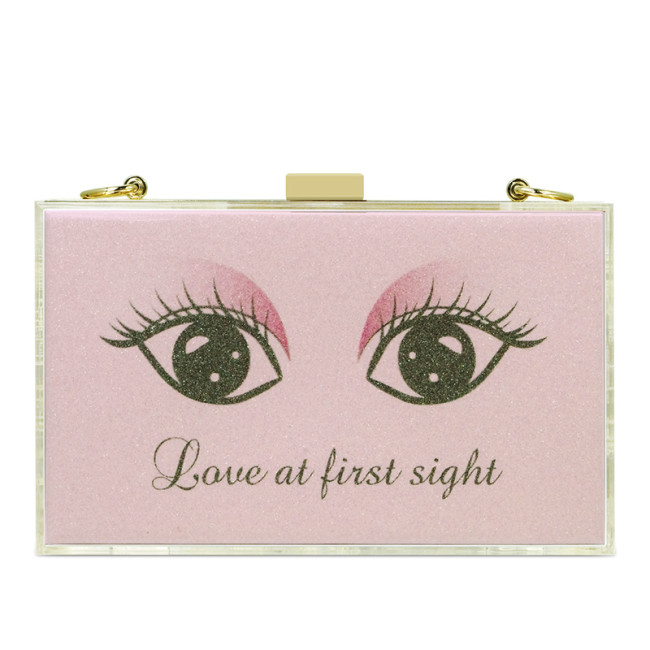 Pink acrylic gold glitter powder leisure bag