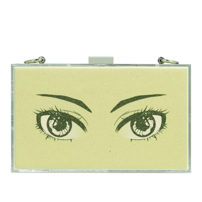 Yellow acrylic gold glitter powder leisure bag
