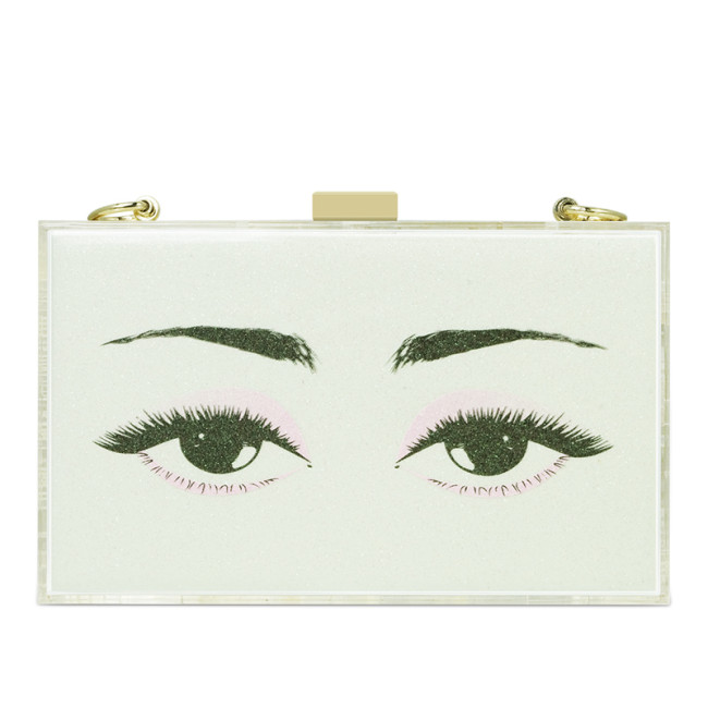 White acrylic gold glitter powder leisure bag