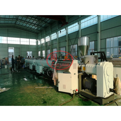 75-250mm Plastic PVC Pipe Manufacturing Machine Line with conical double screw extruder manufacturer