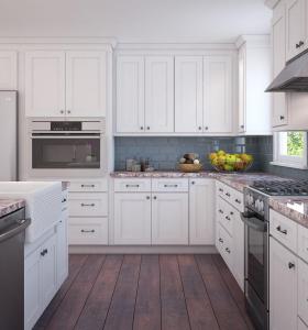 خزانة المطبخ شاكر النمط الأمريكي الكلاسيكي مع تصميم الجزيرة