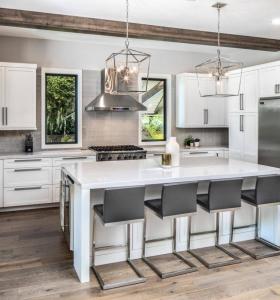 Armarios de cocina agitador RTA costo de diseño blanco con isla
