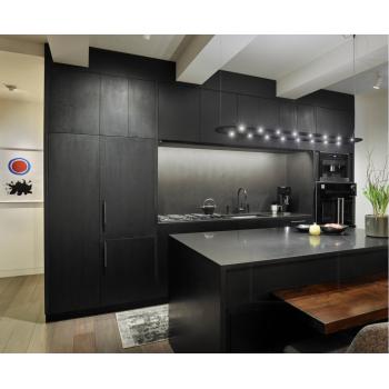 I shaped modern black kitchen cabinet types units with sink