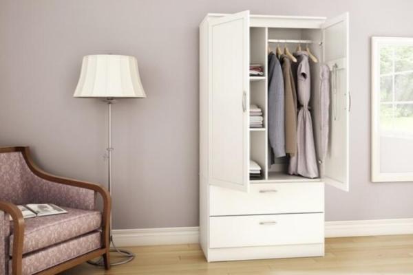 White modern apartment bedroom wooden wardrobe design