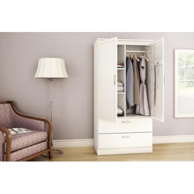 White modern apartment bedroom wooden wardrobe design