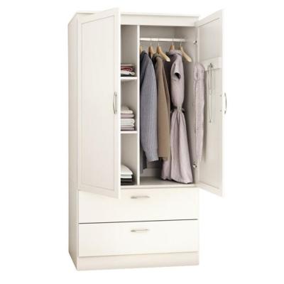 White modern apartment bedroom wooden wardrobe design