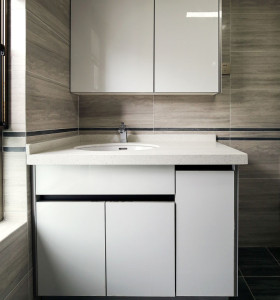 High gloss wall mount bath room sink vanity cabinet set