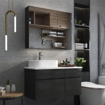 Melamine face plywood wall mount bath vanity cabinet set
