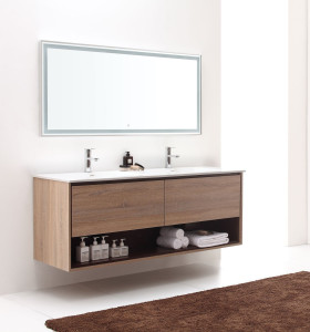 Armoire de vanité de salle de bain en mélamine à grain de bois aggloméré