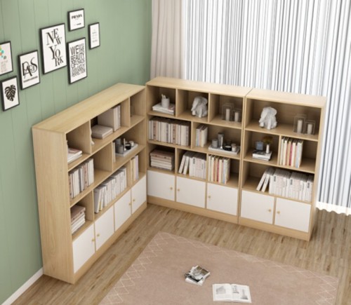 Diseño de muebles de gabinete de estantería de madera de biblioteca de casa grande