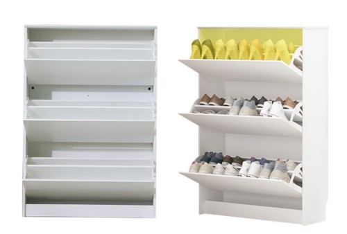 Diseño de almacenamiento de gabinete de zapatos de volcado de melamina blanca