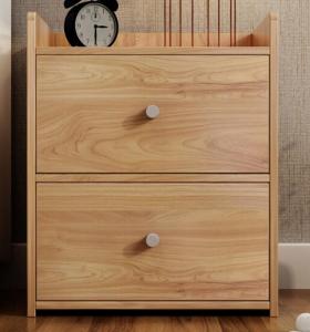 Dormitorio de madera cama de grano de madera melamina mesilla de noche gabinete