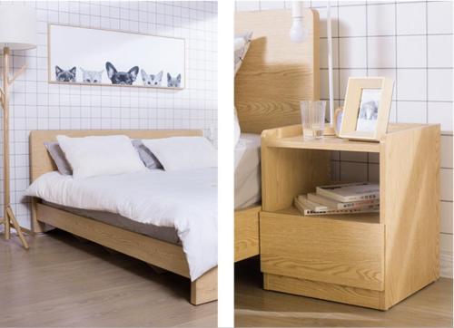 Diseño de conjunto de cama de tablero de partículas de madera de apartamento barato moderno