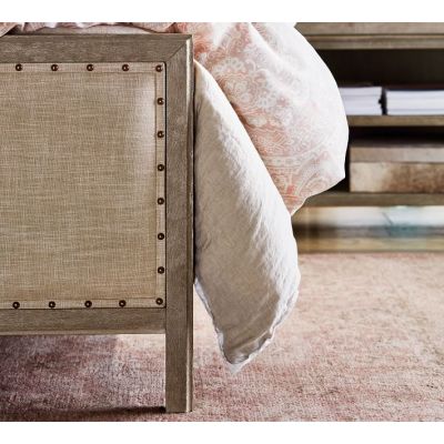 Lacquer solid wood frame fabric bed set