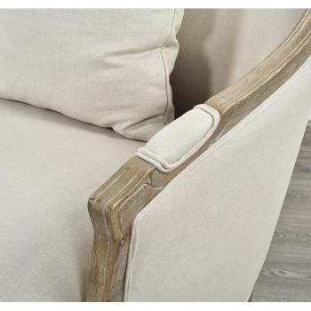 Antique rustic style wood frame linen fabric sofa