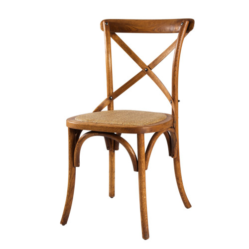 Diseño de juego de sillas con respaldo cruzado de madera maciza en venta