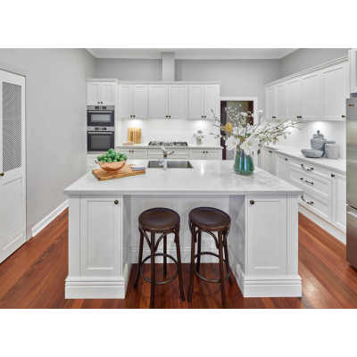 Villa project american style solid birch wood white kitchen cabinet