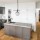 Proyecto de muebles de cocina de color marrón con agitador de gabinete de cocina con fregadero e isalnd