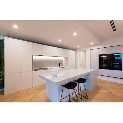 Puerta de MDF de altura completa moderno gabinete de cocina de laca mate
